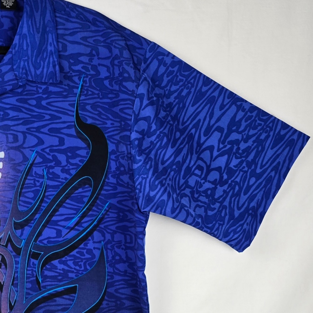 Gibson Tour Wear Dragonfly Shirt XL Blue White SG Guitar Tribal Flame Rock Mens - Picture 7 of 16